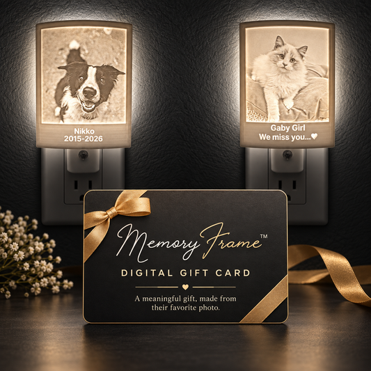 MemoryFrame digital gift card for personalized pet memorial gifts.