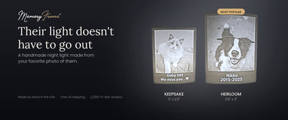 Gift Card for Memory Frame showing 2 pet memorial night lights